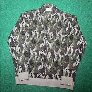 Vintage 60s 70s Pinecone Sweater, Piney Woods Foxhead Unique Forest (XXL)